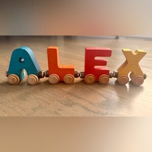 Personalized Wooden Name Train Set - Blue, Orange, Yellow